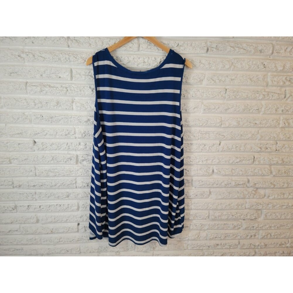 Lularoe Women Top 2XL Plus Tunic Sleeveless Dress Asymmetric Blue STR19E - Picture 6 of 11